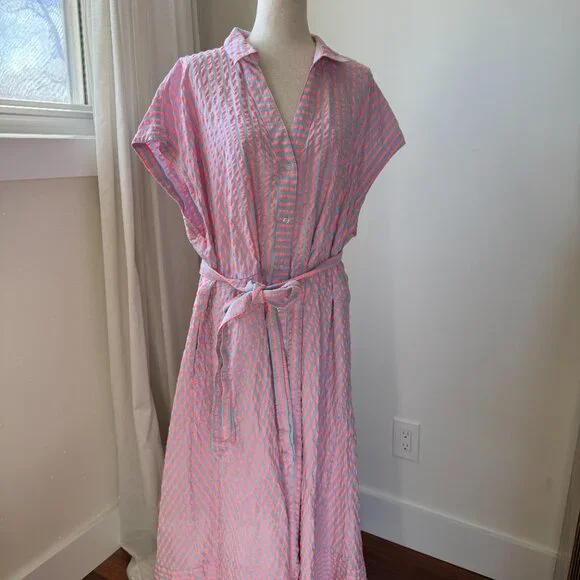 Draper James Trisha Handkerchief Dress Fit-and-flare A-line Size 3X Blue Pink - Picture 5 of 9